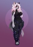 anthro big_breasts breasts clothed clothing female holding_breast nipple_outline solo wide_hips nastypasty canid canine canis mammal wolf absurd_res hi_res