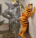 2d_on_3d 4_toes 5_fingers abs against_surface against_wall anal anal_penetration anthro anthro_on_anthro anthro_penetrated anthro_penetrating anthro_penetrating_anthro arm_fin balls big_balls big_butt big_penis black_claws black_sclera black_stripes butt claws door duo erection fangs feet fin fin_piercing fingers fur furgonomics furry-specific_piercing genitals gills glans grey_body grey_claws grey_nipples grey_penis grey_scales half-closed_eyes hand_on_hip head_fin huge_balls huge_penis humanoid_genitalia humanoid_penis looking_at_another looking_back male male/male male_penetrated male_penetrating male_penetrating_male muscular muscular_anthro muscular_male narrowed_eyes nipples non-mammal_balls non-mammal_nipples orange_body orange_fur penetration penis piercing pink_inner_ear pink_penis pupils red_glans scales sex sharp_teeth smile smirk standing standing_sex striped_body striped_fur stripes tail tail_fin tail_grab tail_pull teeth text thick_thighs thrusting toe_claws toes vein veiny_penis white_body white_fur yellow_eyes connivingrat edvardiko kuyo_(arcadegig) stead_(connivingrat) felid fish mammal marine pantherine shark tiger 2023 2d_animation 3d_(artwork) 3d_animation animated digital_media_(artwork) english_text hi_res high_framerate loop mixed_media no_sound short_playtime webm