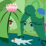 detailed_background female flower fully_submerged group hair_in_water lily_pad looking_at_viewer lotus_(flower) not_furry outside partially_submerged plant smile trio water iustinus_tempus mei_(laranthrod) yin_song elemental_creature flora_fauna humanoid 1:1 2018 absurd_res digital_media_(artwork) flat_colors hi_res