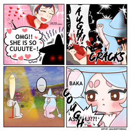 black_hair blood blue_hair blush bodily_fluids brown_eyes building female hair heart_symbol hitting house long_hair male stick_arms stick_calves stick_figure stick_legs stick_limbs stick_thighs text thin_calves thin_legs thin_thighs tsundere alienitynera2 nintendo pokemon victor_(pokemon) generation_8_pokemon hatterene human mammal pokemon_(species) 1:1 comic