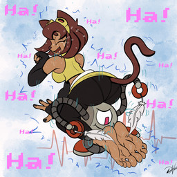 anthro butt duo feet female foot_focus laugh machine male soles tickling tickling_feet toes neruvous gameoverse glitch_productions kaboodle_(gameoverse) kit_bodega domestic_cat felid feline felis mammal robot 1:1 hi_res