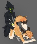 5_fingers abs all_fours anal anal_orgasm anthro athletic beak biped black_body black_ears black_feathers black_fur black_nose bodily_fluids claws collar collar_tag cum cum_in_ass cum_inside cum_on_ground cum_splatter cum_string cum_while_penetrated doggystyle duo ejaculation empty_eyes erection eyeliner fangs feathers femboy finger_claws fingerpads fingers fluffy fluffy_tail from_behind_position fur genital_fluids genitals glowing glowing_eyes glowing_genitalia glowing_penis glowing_tongue green_penis green_sclera green_tongue grey_background hair hands-free humanoid_hands looking_pleasured makeup male male/male mascara muscular muscular_anthro muscular_male nude on_ground open_beak open_mouth orange_body orange_fur orange_hair orgasm pawpads penetration penis pointy_hair sex simple_background tail tail_feathers tail_grab tan_body tan_fur teeth tongue white_body white_claws white_fur yellow_pawpads yellow_penis yellow_tongue roonefox roone_(rvnatics) avian bird canid canine corvid fox mammal oscine passerine 2024 absurd_res hi_res shaded watermark