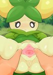 female genitals plant pussy simple_background solo solo_focus type nintendo pokemon dolliv elemental_creature flora_fauna generation_9_pokemon humanoid pokemon_(species) absurd_res hi_res