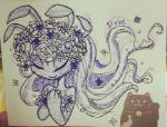 anthro art_nouveau female floral flower flower_crown flower_garland garland hair head_wreath plant simple_background solo neo111186 neopets aisha_(neopets) alien alien_neopet felid mammal neopet_(species) black_and_white low_res monochrome sketch