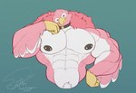 anthro barbell_piercing big_biceps big_chest big_muscles fur looking_at_viewer male muscular muscular_arms muscular_male nipple_barbell nipple_piercing nipples pecs piercing pink_body pink_fur simple_background simple_eyes solo entitropy navi_(navisdx) avian bird hi_res