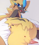 anthro anus backsack balls butt claws genitals male open_mouth penis presenting presenting_anus presenting_balls presenting_hindquarters solo spread_butt spreading syuya nintendo pokemon generation_7_pokemon legendary_pokemon pokemon_(species) zeraora hi_res