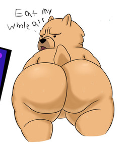 anal_request balls big_butt butt genitals male oral_request overweight overweight_male presenting presenting_hindquarters requesting rimming_request sex_request slightly_chubby solo text colossalstars dogs_in_space jerry_(dogs_in_space) canid canine canis chow_chow domestic_dog mammal spitz