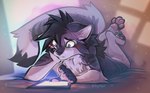 4_toes 5_fingers anthro black_hair claws cute_fangs fangs feet finger_claws fingers fur hair male nude pawpads solo teeth toes white_body white_fur hyilpi winter_(winterfloof) canid canine felid mammal pantherine snow_leopard 2021 digital_media_(artwork) hi_res