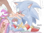 anal anthro blue_body bodily_fluids butt cum cum_in_ass cum_inside dialogue duo genital_fluids human_on_anthro interspecies male male/male male_penetrated male_penetrating male_penetrating_male orgasm penetration sex text nashi_(intothe_bluesky) sega sonic_the_hedgehog_(series) sonic_the_hedgehog eulipotyphlan hedgehog human mammal 4:3 japanese_text