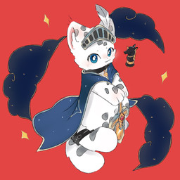 2_tails ambiguous_gender anthro black_body black_fur blue_eyes blush chess_piece cloak clothing cloud costume fur fur_markings inner_ear_fluff knight knight_armor looking_at_viewer markings melee_weapon mouth_closed multi_tail multicolored_body multicolored_fur simple_background solo standing sword tail tuft two_tone_body two_tone_fur warrior weapon white_body white_fur jixiang25 asian_mythology chinese_mythology east_asian_mythology fabulous_beasts fenz_(studio) mythology hetao_(fabulous_beasts) felid mammal mengji pantherine snow_leopard 1:1 colored hi_res