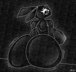 anthro big_butt breasts butt female looking_back narrowed_eyes nipples nude rear_view scut_tail short_tail solo tail nehmkey vib-ribbon vibri lagomorph leporid mammal rabbit 2025 black_and_white hi_res monochrome signature