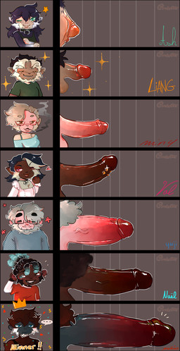 andromorph anthro big_clitoris chart clitoris genitals group gynomorph intersex male penis_chart smoking muhnkey ash_(muhnkey) liang_(muhnkey) matheo_(muhnkey) ming_(muhnkey) nael_(muhnkey) val_(munhkey) yuji_(muhnkey) ape atelid capuchin_monkey cebid gibbon haplorhine macaque mammal monkey new_world_monkey old_world_monkey primate spider_monkey absurd_res hi_res