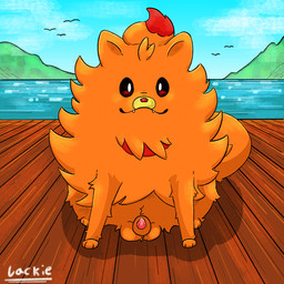 animal_genitalia animal_penis ball_tuft balls canine_genitalia canine_penis feral fluffy genitals male orange_body outdoor_background outside penis penis_tip red_eyes sheath sitting smile smiling_at_viewer solo tuft jackiewolf-6734 nintendo pokemon canid canine generation_10_pokemon mammal pokemon_(species) pombon 1:1 hi_res