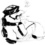 anthro armor clothing cuddling duo male male/male overalls size_difference smile susenders text minor_human nintendo splatoon big_shot_(splatoon) fish marine salmonid_(splatoon) steelhead 1:1 japanese_text monochrome sketch