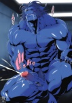 abs anthro balls biceps big_penis biped blue_hair blush bodily_fluids claws cum cumshot ejaculation erection eyes_closed fur genital_fluids genitals hair humanoid_genitalia humanoid_penis male masturbation muscular muscular_anthro muscular_male nude orgasm pecs penile penile_masturbation penis saliva solo sweat thick_penis vein amakuchi marvel x-men beast_(marvel) felid mammal censored hi_res