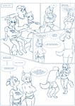 anthro big_breasts biped border breasts clothed clothing dialogue duo female floppy_ears group hair shirt solo speech_bubble tail text topwear trio undressing white_border young young_anthro young_female aogami beckah_(lemurcatta) casey_(lemurcatta) dr._hound_(lemurcatta) emory_(lemurcatta) canid canine canis domestic_dog lemur mammal primate strepsirrhine absurd_res comic english_text hi_res monochrome multiple_scenes sibling_(lore) sister_(lore) sisters_(lore)