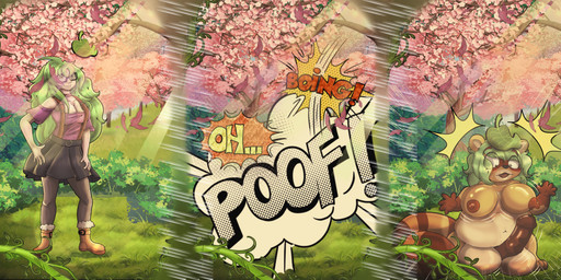 anthro balls big_breasts bottomwear breast_expansion breasts brown_body clothing erection expansion eyewear female footwear ftg_transformation fti_transformation gender_transformation genital_growth genitals glasses gloves_(marking) grass green_hair growth gynomorph hair human_to_anthro intersex leaf leaf_on_head looking_down markings navel nipples nude outside overweight penis penis_growth plant poof_transformation shoes short_stackification shortstack shortstack_gynomorph shortstack_intersex shrinking shrub size_transformation skirt smile solo species_transformation standing surprised tail tail_growth transformation tree weight_gain transfurom canid canine human mammal raccoon_dog tanuki 2025 digital_media_(artwork) hi_res