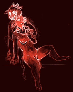anthro duo female genitals hooves horn male male/female possession vulva scare_cow bev_(scare_cow) lavish_(scare_cow) bovid bovine cattle mammal hi_res