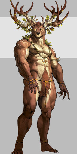 abs anthro antlers armband biceps bracelet brown_body brown_fur calf_muscles claws crotch_tuft finger_claws forearm_muscles fur horn jewelry leaf looking_at_viewer male muscular muscular_anthro muscular_male necklace nipples nude nude_anthro nude_male pecs pendant solo spots standing toe_claws triceps tuft waist_accessory yellow_eyes pacelic mythology canid canine mammal mythological_canine mythological_creature werecanid werecanine werecreature werewolf absurd_res digital_media_(artwork) full-length_portrait hi_res portrait