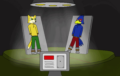 anthro bdsm beak blue_body blue_feathers bondage boots bottomwear bound breasts clothed clothing duo feathers female footwear gender_transformation grey_clothing grey_footwear machine male pants red_bottomwear red_clothing science shoes straps topless transformation what_has_science_done cashier:3 nintendo star_fox falco_lombardi fox_mccloud avian bird canid canine fox mammal animated digital_media_(artwork) pixel_(artwork) pixel_animation