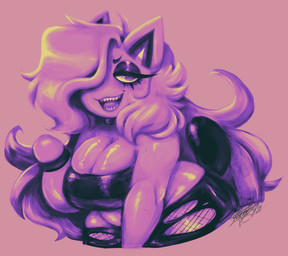 :3 anthro big_breasts bottomwear bracelet breasts choker cleavage cleavage_cutout clothed clothed_anthro clothed_female clothing cutout eyebrows eyelashes featureless_hands female female_anthro fishnet_clothing fluffy fluffy_hair front_view fur glistening glistening_body glistening_breasts glistening_fur glistening_hair hair hair_over_eye jewelry long_hair necklace noseless one_eye_obstructed open_:3 open_mouth open_smile pink_background pointy_ears prick_ears sharp_teeth shorts simple_background slightly_chubby slightly_chubby_anthro slightly_chubby_female smile solo tail teeth text three-quarter_view torn_bottomwear torn_clothing torn_shorts wide_hipped_anthro wide_hipped_female wide_hips toxicsoul77 animal_crossing nintendo toon_michaela domestic_cat felid feline felis mammal 2020 absurd_res artist_name dated digital_media_(artwork) digital_painting_(artwork) half-length_portrait hi_res monochrome painting_(artwork) portrait shaded signature warm_colors