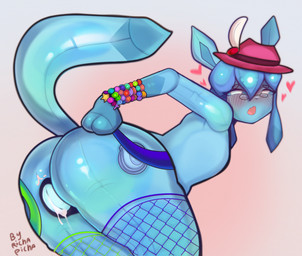 alternative_fashion andromorph anthro bodily_fluids butt clothing cum cum_in_vagina cum_inside eyewear fishnet_clothing fishnet_legwear genital_fluids genitals glasses hat headgear headwear inflatable intersex legwear penetrable_sex_toy pokemorph pool_toy scene_(fashion) sex_toy teasing teasing_viewer thick_thighs vulva richa_picha nintendo pokemon eeveelution generation_4_pokemon glaceon pokemon_(species) alternate_version_at_source hi_res