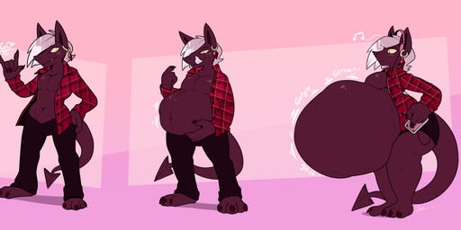 anthro base_one_layout basic_sequence belly belly_expansion big_belly ear_piercing expansion geometric_background inflation licking licking_lips licking_own_lips linear_sequence male motion_lines motion_outline musical_note musical_symbol one_row_layout piercing self_lick simple_background solo spade_tail symbol tail three_frame_image three_frame_sequence tongue tongue_out vore darkcresentskymin monster sequence