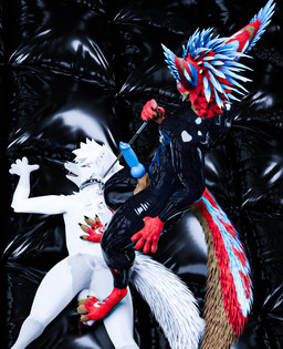 abs animal_genitalia animal_penis anthro armwear balls black_latex blue_body blue_eyes blue_fur blue_penis brown_body brown_fur brown_sheath canine_genitalia canine_penis clothed clothing cock_and_ball_torture collar duo erection feet foot_fetish foot_on_back foot_on_penis foot_play footjob footstool forced forniphilia fur genital_torture genitals glistening glistening_body hair latex latex_armwear latex_clothing latex_legwear latex_skinsuit leash leashed_collar legwear living_footstool male male/male multicolored_body multicolored_fur multicolored_hair muscular muscular_male padded_room pawpads paws penile penis red_body red_fur reflection sex sheath skinsuit tail tight_clothing toes ospreythewicker isaacjexo ospreythewicker_(character) jex rexouium 3d_(artwork) digital_media_(artwork)