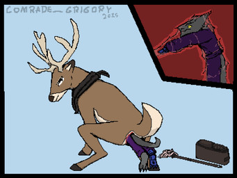 anal anal_vore anthro bodily_fluids duo feral feral_pred janitor male male/male midnightdeer simple_background vore comrade_grigory space_station_13 deer mammal sergal 4:3 digital_media_(artwork) hi_res pixel_(artwork) shaded