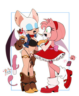 accessory anal anal_penetration anthro bat_wings bikini_cowgirl black_bra black_clothing black_thong black_underwear blush bodily_fluids boots bottomless bottomless_anthro bottomless_female bra bracelet clitoris clitoris_piercing clothed clothed_anthro clothed_female clothing clothing_pull cowboy_boots crotch_tuft dessert dress duo ear_piercing ear_ring eating egg_vibrator eyelashes fangs female female/female female_anthro flashing flashing_pussy food footwear garter genital_fluids genital_piercing genitals gloves hair_accessory hairband handwear ice_cream implied_buttplug jewelry kerchief leather leather_clothing leather_gloves leather_handwear mary_janes membrane_(anatomy) membranous_wings neckerchief neckwear object_in_ass open_clothing open_topwear open_vest panties panty_pull penetration petticoat piercing pink_bow pose pubes red_clothing red_dress red_footwear red_shoes ring_piercing sex_toy sex_toy_in_ass sex_toy_in_vagina sex_toy_insertion shoes simple_background socks sweat teeth thong tongue topwear tuft underwear underwear_pull vaginal vaginal_fluids vaginal_penetration vest vibrator vibrator_in_ass vulva wand_vibrator white_background white_clothing white_footwear white_gloves white_handwear white_petticoat white_pubes white_socks wings dicroscope lovense lovense_nora sega sonic_the_hedgehog_(series) amy_rose rouge_the_bat bat eulipotyphlan hedgehog mammal absurd_res colored detailed digital_drawing_(artwork) digital_media_(artwork) hi_res shaded
