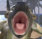 feral male mouth_shot open_mouth solo vore untied_verbeger untied_verbeger_(modeler) mythology green_dragon_(untied_verbeger) dragon mythological_creature mythological_scalie scalie low_res
