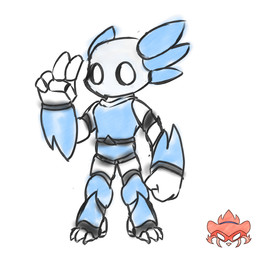blue_body claws logo looking_at_viewer machine male metallic_body solo standing toe_claws sinisterslyfox amphibian android aquatic axolotl mole_salamander robot salamander 1:1 hi_res sketch