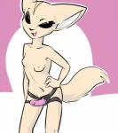 aggretsuko anthro black_eyes breasts canid canine dildo empty_eyes female fennec_fox fenneko fox fur hand_on_hip humanoid_hands looking_at_viewer mammal naughty_face nipples nude open_mouth open_smile portrait sanrio sex_toy smile solo standing strapon tan_body tan_fur three-quarter_portrait toxoglossa true_fox