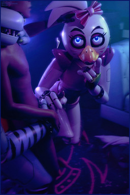 accessory animal_print anthro arm_accessory arm_warmers armwear beak blue_eyes bodily_fluids bow_ribbon clothing cum cum_on_hand erection female genital_fluids genitals group hair hair_accessory hand_on_neck handjob kneeling leotard lipstick looking_at_viewer machine makeup male nude on_model penile penis pink_clothing pink_leotard sex stradd teeth trio mrcourage616 ashley_orange_(modeler) five_nights_at_freddy's five_nights_at_freddy's:_security_breach scottgames steel_wool_studios glamrock_chica roxanne_wolf animatronic avian bird canid canine canis chicken galliform human mammal phasianid robot 3d_(artwork) digital_media_(artwork) hi_res