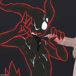 5_fingers anthro areola balls biped black_body black_tail bodily_fluids breasts cum cum_in_mouth cum_inside cum_on_body cum_on_breasts cum_on_chest cum_on_face duo erection faceless_character faceless_human faceless_male female female_on_human fingers front_view genital_fluids genitals hand_on_penis holding_penis human_on_anthro humanoid_genitalia humanoid_penis interspecies looking_at_viewer male male/female male_on_anthro nipples no_irises nude nude_anthro nude_female nude_human nude_male one_eye_closed open_mouth open_smile penis pokemorph simple_background small_breasts smile tail tongue sealer4258 nintendo pokemon mimi_(sealer4258) generation_7_pokemon human mammal mimikyu pokemon_(species) 1:1 2025 digital_drawing_(artwork) digital_media_(artwork) hi_res