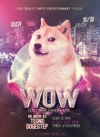 ambiguous_gender black_nose city cityscape disco disco_ball feral glitter humor looking_at_viewer nightclub poster poster_template real solo text unknown_artist dogelore doge canid canine canis domestic_dog mammal shiba_inu spitz english_text meme