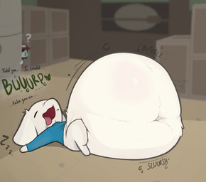 after_vore anthro belly big_belly blue_clothing blue_shirt blue_sweater blue_topwear bodily_noises box burble_(sound_effect) burping chibi clothing container derived_sound_effect dialogue different_sound_effects digestion extended_sound_effect female female_pred group hat headgear headwear inside lying machine male onomatopoeia overweight rumbling_stomach shirt size_difference sleep_talking sleeping slorsh slosh sloshing_belly smaller_pred sound_effect_variant sound_effects split_dialogue sweater text tongue tongue_out topwear vore vowelless vowelless_sound_effect white_body zzz tachidomatte cave_story quote_(cave_story) sue_sakamoto lagomorph leporid mammal mimiga rabbit robot 2021 english_text