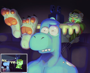 anthro bodily_fluids cum cum_drip dripping duo feet food foot_fetish foot_focus genital_fluids humanoid_feet male male/male muscular pawpads plantigrade popcorn scared skinny soles sweat sweaty_feet theater kadedrawz happy_tree_friends thick_thighs_pussy_salad flippy_(htf) fliqpy_(htf) lumpy_(htf) bear deer mammal moose new_world_deer hi_res