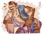 abs anthro biceps male muscular muscular_anthro muscular_male nipples pecs scar solo striped_body stripes kourney rude_(kourney) felid mammal pantherine tiger hi_res