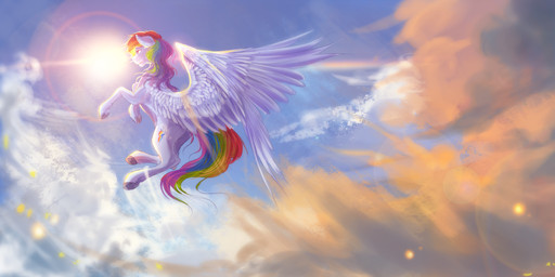 blue_body blue_feathers blue_fur cutie_mark day feathered_wings feathers female feral flying fur hair hooves multicolored_hair nude outside rainbow_hair sky solo sun wings aquagalaxy crazyaniknowit friendship_is_magic hasbro my_little_pony mythology rainbow_dash_(mlp) equid equine mammal mythological_creature mythological_equine pegasus hi_res