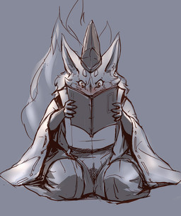 anthro asian_clothing biped blush book bottomwear cheek_tuft clothed clothed_anthro clothed_male clothing east_asian_clothing eboshi facial_tuft front_view fur hakama headgear headwear holding_book holding_object humanoid_hands inner_ear_fluff japanese_clothing kariginu kneeling male male_anthro reading reading_book seiza simple_background sitting solo tail tuft 8aaccoo canid canine fox mammal 2015 digital_media_(artwork)
