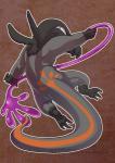 ambiguous_gender feral gloves_(marking) leg_markings looking_at_viewer markings socks_(marking) solo sticky_hand endivinity nintendo pokemon generation_7_pokemon pokemon_(species) salandit 2016