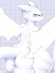 anthro anthrofied blue_eyes blush butt butt_focus dragon dreamworks european_mythology female how_to_train_your_dragon light_fury looking_at_viewer looking_back mythological_creature mythological_scalie mythology napdust nubless nude scalie solo tail western_dragon white_body wings