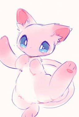 ambiguous_feral ambiguous_gender biped bipedal_feral blue_eyes featureless_crotch featureless_hands feet feral fluffy front_view fur inner_ear_fluff kemono looking_at_viewer monotone_tail multicolored_body multicolored_fur on_one_leg pink_body pink_ears pink_fur pink_inner_ear pink_inner_ear_fluff pink_tail pupils simple_background solo standing tail tuft two_tone_body two_tone_fur white_background white_body white_fur white_pupils suppainu nintendo pokemon felid generation_1_pokemon legendary_pokemon mammal mew_(pokemon) pokemon_(species) 2017 colored digital_media_(artwork) full-length_portrait hi_res portrait