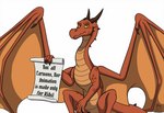 anthro holding_object horn humor logo long_neck looking_at_viewer male membrane_(anatomy) membranous_wings scroll simple_background solo tail text unimpressed white_background wings mightyraptor european_mythology mythology dragon mythological_creature mythological_scalie scalie western_dragon 2022 english_text signature