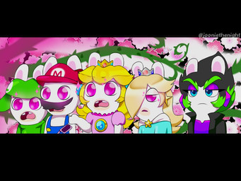 amethyst_(gem) anthro bangs bent_arm black_facial_hair black_hair black_mustache blonde_hair blue_clothing blue_ear_piercing blue_eyes blue_overalls buckteeth button_(fastener) cellphone closed_frown clothed clothed_anthro clothed_female clothing crown dropping_phone ear_piercing electronics entranced eyelashes facial_hair female female_anthro floral_background flower frown fur gem green_clothing green_hair green_hat green_headwear group hair hair_over_eye half-closed_eyes hat headgear headwear light long_ears long_hair male male_anthro mitten_hands mouth_closed multicolored_body multicolored_hair mustache narrowed_eyes no_eyebrows noseless open_frown open_mouth overalls phone piercing pink_flower pink_inner_ear pink_tongue plant pupils purple_clothing purple_eyelids purple_eyes purple_pupils purple_shirt purple_topwear red_clothing red_hat red_headwear ruby_(gem) sapphire_(gem) shirt shirtless_anthro shirtless_male sideways_hat sparkles sparkling_eyes star_ear_piercing tan_body tan_eyelids tan_skin teal_clothing teal_shirt teal_topwear teeth text thorns tongue topwear two_tone_hair unimpressed vines white_body white_fur jooniethenight mario_bros mario_plus_rabbids_kingdom_battle mario_plus_rabbids_sparks_of_hope nintendo raving_rabbids rayman_(series) ubisoft edge_(mario_plus_rabbids) rabbid_luigi rabbid_mario rabbid_peach rabbid_rosalina lagomorph mammal rabbid 2022 4:3 artist_name colored crossover digital_drawing_(artwork) digital_media_(artwork) letterbox lighting shaded