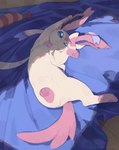 2024 3_toes acting_like_a_cat ambiguous_gender blue_sclera eeveelution feet feral fur generation_6_pokemon lying multicolored_body multicolored_fur nagasaki_wonderful_polyester nintendo on_back paws pink_body pink_fur pink_tail pokemon pokemon_(species) solo stretching sylveon tail toes two_tone_body two_tone_fur white_body white_eyes white_fur