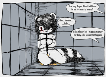 3_toes abuse anthro blood blood_from_eye blood_on_face bodily_fluids bottomless bottomless_female brain_damage breasts clothed clothing dark_humor drooling eager eye_wound feet female genital_fluids genitals giggling imminent_rape imminent_sex incontinence insane intelligence_loss laugh lobotomy male malpractice markings mind_wipe morbid natural_breasts navel offscreen_male organs padded_room peeing peril pose pussy_floss red_eyes restrained restraints ring_(marking) ringed_tail ryona saliva scientific_instrument shaking sharp_teeth smile solo straitjacket striped_markings striped_tail stripes submissive submissive_female tail tail_markings talking_to_another teeth text toes tremble_lines trembling unprofessional_behavior urine vulva e254e cerise_(e254e) mammal procyonid raccoon 2025 absurd_res digital_drawing_(artwork) digital_media_(artwork) english_text hi_res