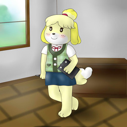 2013 animal_crossing anthro blush canine dog female hair isabelle_(animal_crossing) nintendo smile solo video_games zekromlover
Rating: Safe
Score: 1
User: zekromlover
Date: July 17, 2013