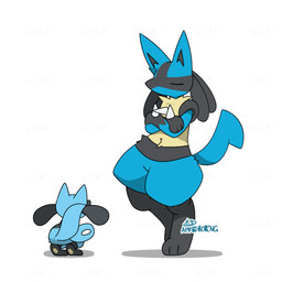 ambiguous_gender anthro blue_body blue_fur crossed_arms duo eyes_closed fight fur kick motion_blur red_eyes simple_background size_difference white_background tontaro nintendo pokemon canid canine generation_4_pokemon lucario mammal pokemon_(species) riolu 1:1 2025 2d_animation animated frame_by_frame